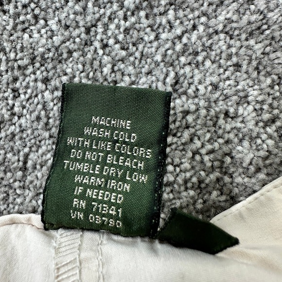 LL Bean Cropped Trouser Pants Women 12 Beige Side Zip Straight Leg - Picture 14 of 14